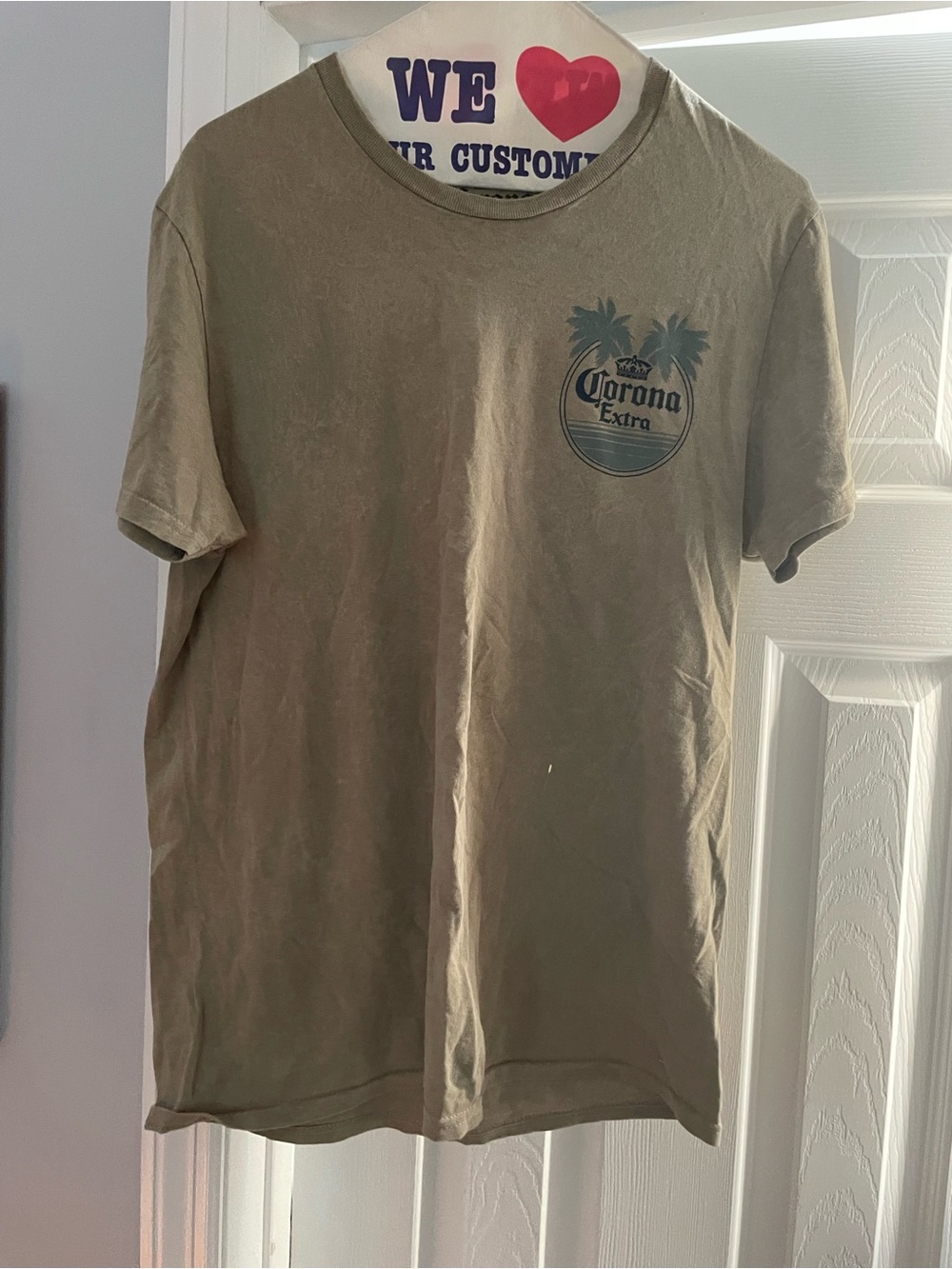 Corona Olive Green Short-Sleeve Logo T-Shirt Very Very Good Condition